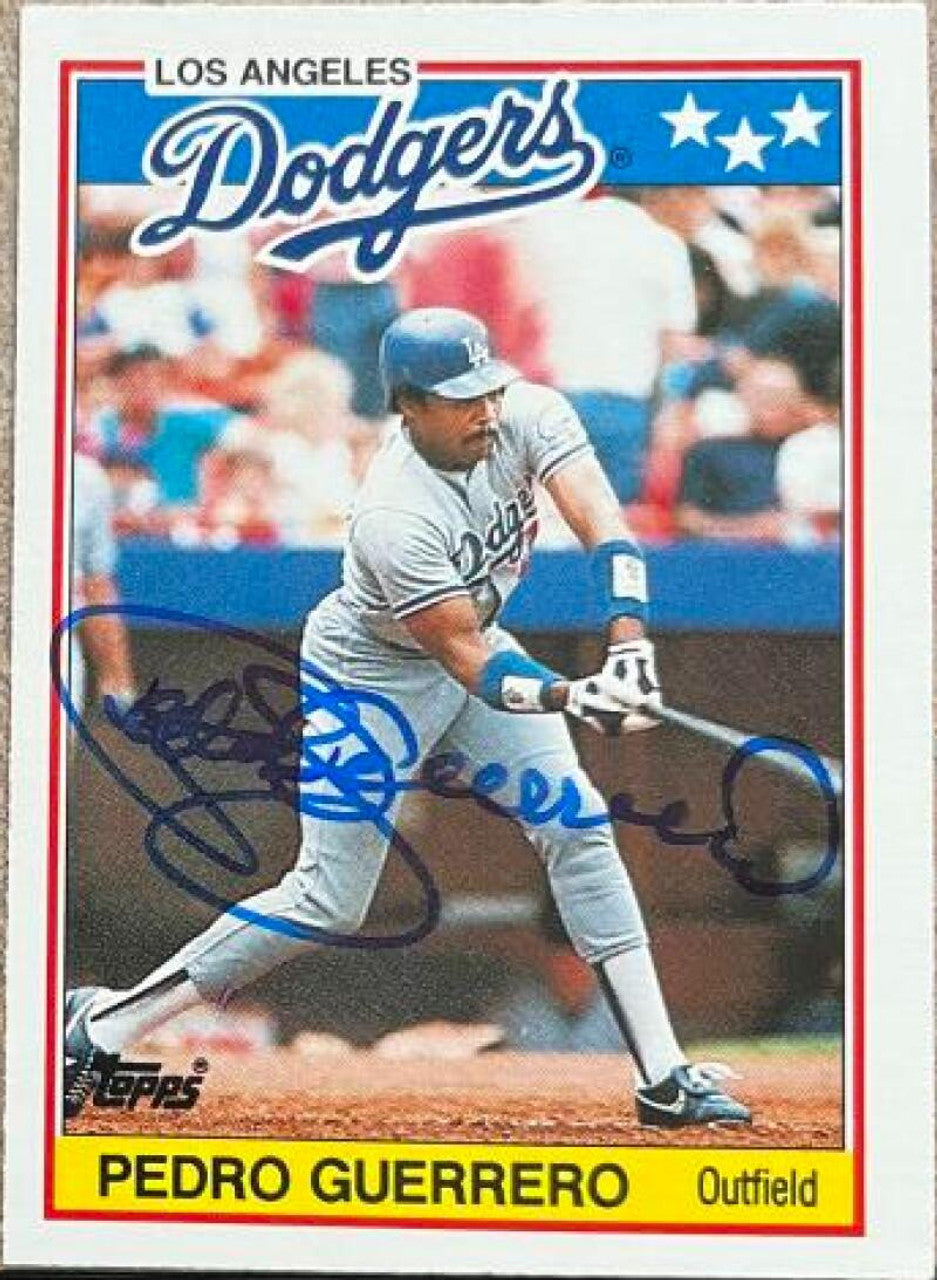 Pedro Guerrero Signed 1988 Topps UK Mini Baseball Card - Los Angeles Dodgers