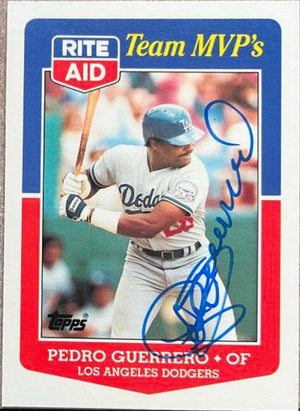 Pedro Guerrero Signed 1988 Topps Rite Aid Team MVPs Baseball Card - Los Angeles Dodgers