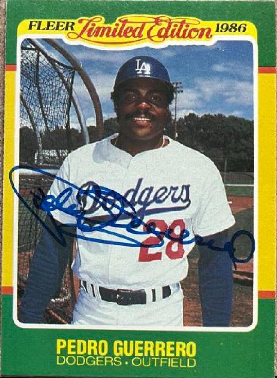 Pedro Guerrero Signed 1986 Fleer Limited Edition Baseball Card - Los Angeles Dodgers