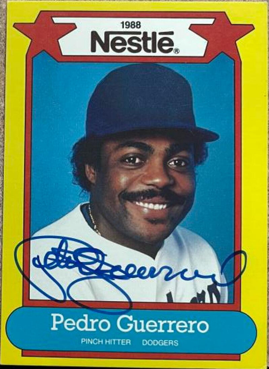 Pedro Guerrero Signed 1988 Nestle Dream Team Baseball Card - Los Angeles Dodgers