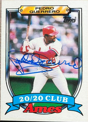 Pedro Guerrero Signed 1989 Topps Ames 20/20 Club Baseball Card - St Louis Cardinals