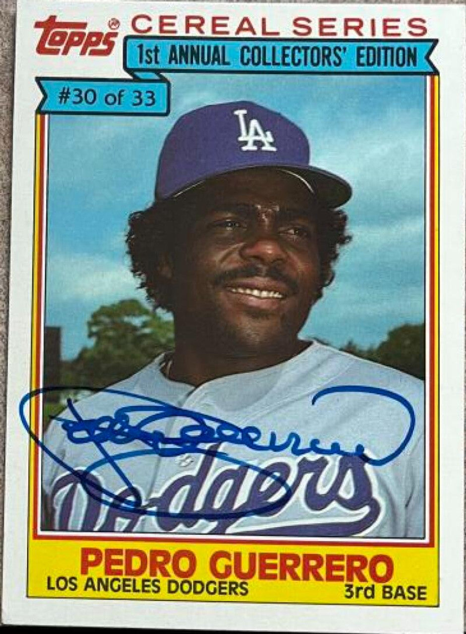 Pedro Guerrero Signed 1984 Topps Cereal Series Baseball Card - Los Angeles Dodgers