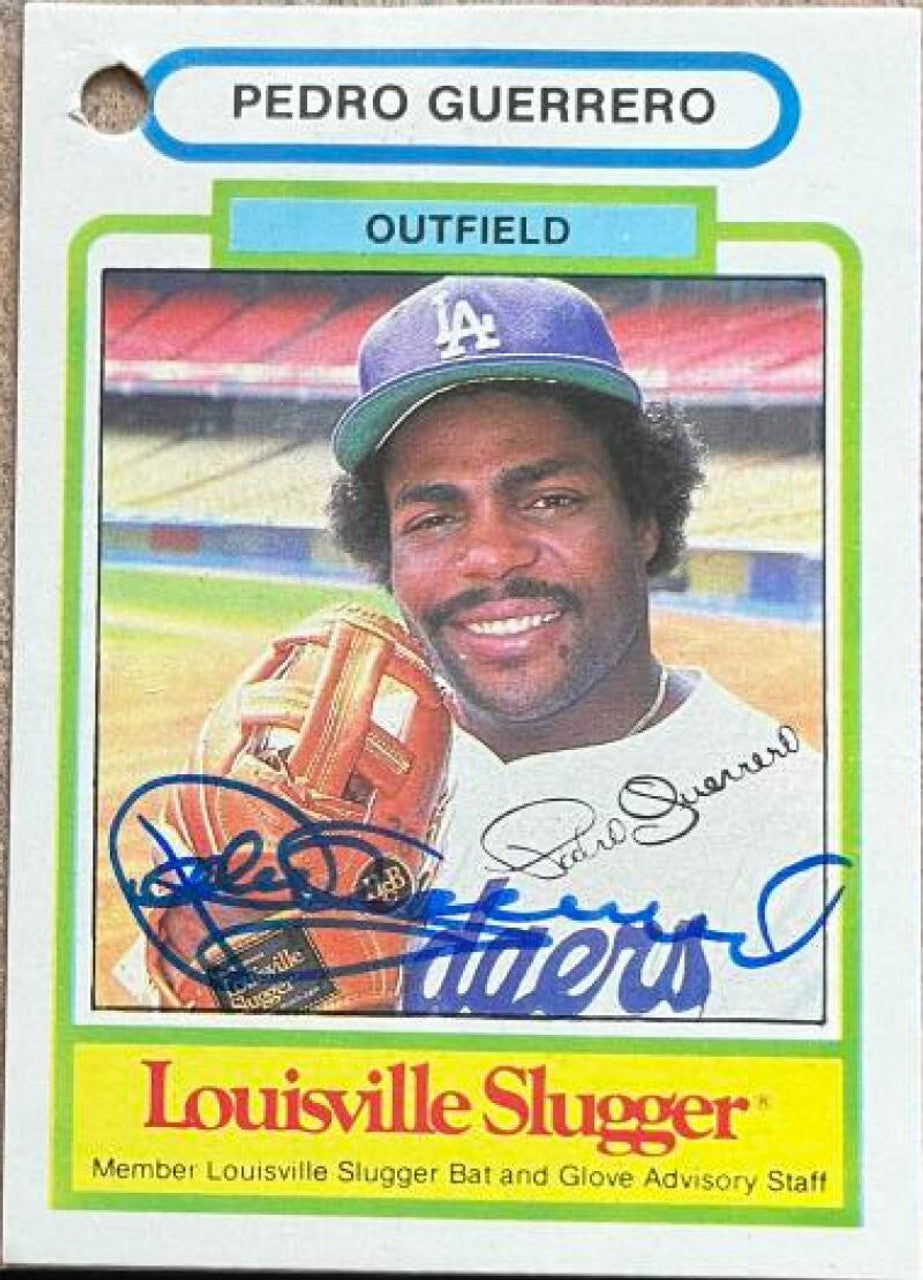 Pedro Guerrero Signed 1982-83 Louisville Slugger Baseball Card - Los Angeles Dodgers