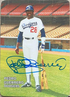 Pedro Guerrero Signed 1987 Mother's Cookies Baseball Card - Los Angeles Dodgers