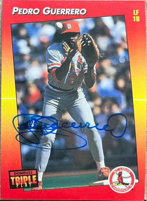 Pedro Guerrero Signed 1992 Triple Play Baseball Card - St Louis Cardinals