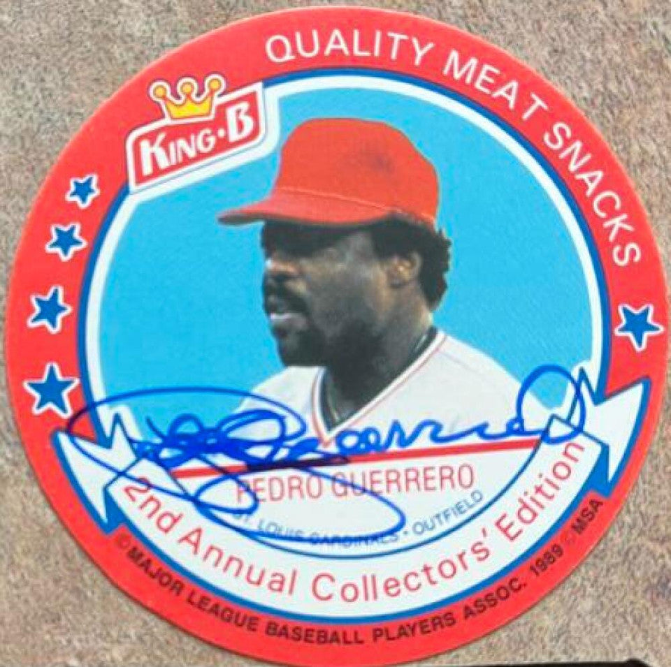 Pedro Guerrero Signed 1989 King B DIscs Baseball Card - St Louis Cardinals