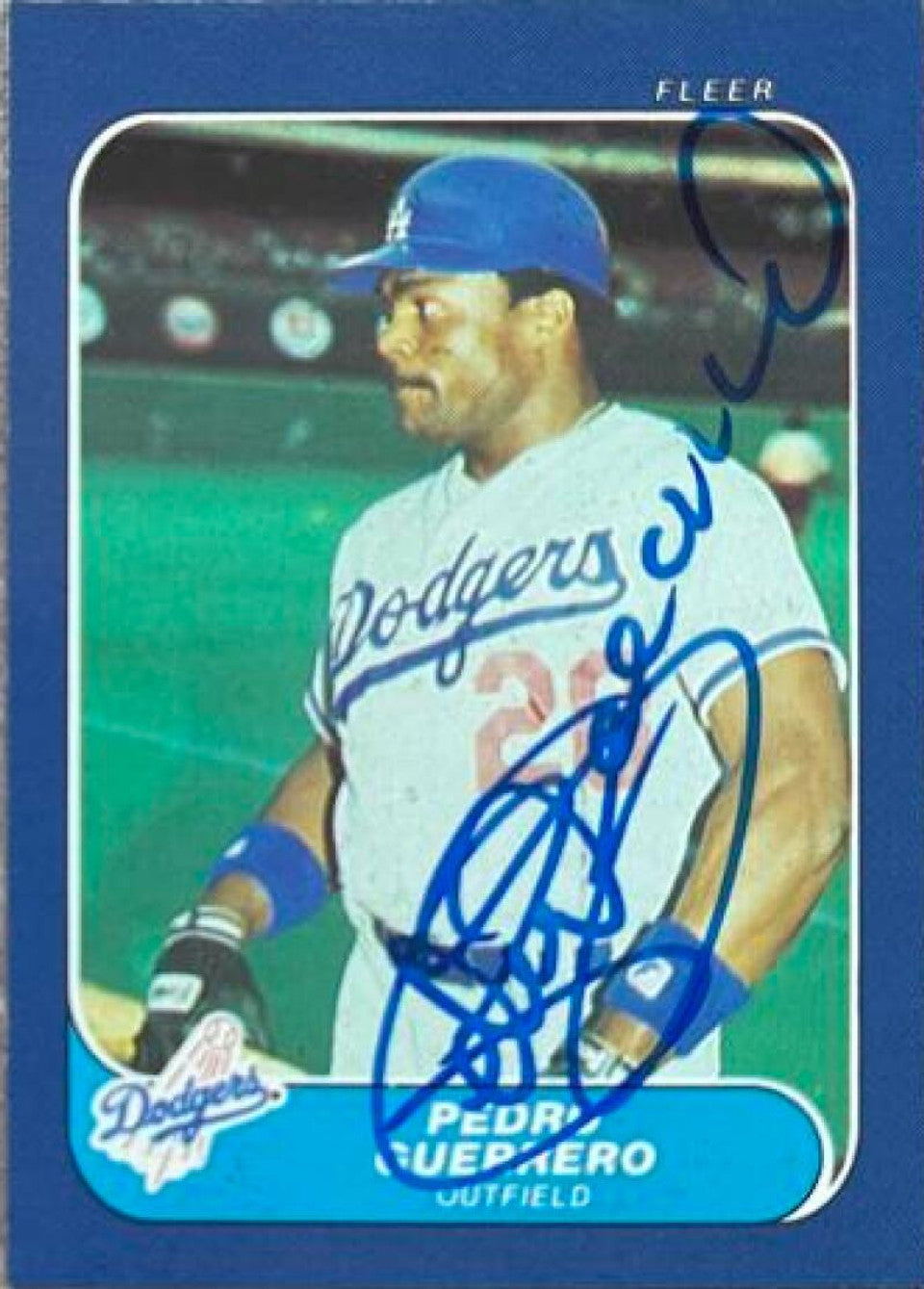 Pedro Guerrero Signed 1986 Fleer Classic Miniatures Baseball Card - Los Angeles Dodgers