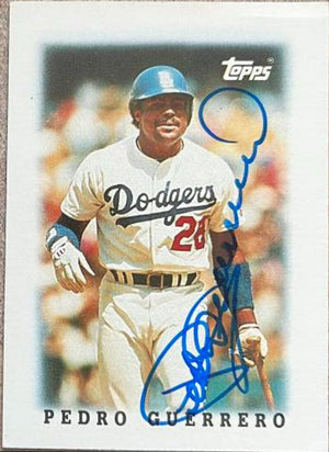 ペドロ・ゲレーロ サイン入り 1988 Topps メジャーリーグ ミニ ベースボール カード - ロサンゼルス ドジャース