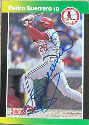 Pedro Guerrero Signed 1989 Donruss Baseball's Best Baseball Card - St Louis Cardinals