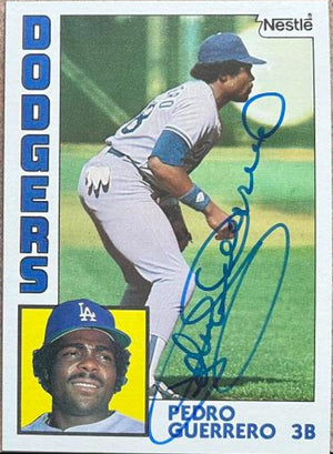 Pedro Guerrero Signed 1984 Nestle Baseball Card - Los Angeles Dodgers