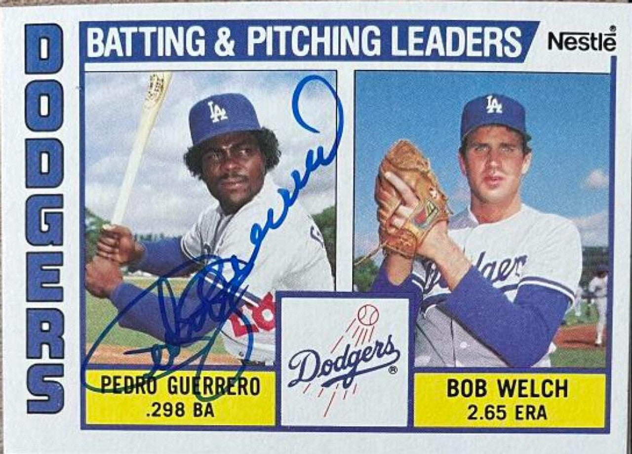 Pedro Guerrero Signed 1984 Nestle Leaders Baseball Card - Los Angeles Dodgers