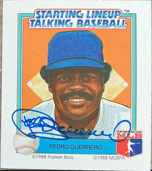 Pedro Guerrero Signed 1988 Parker Bros Starting Lineup Talking Baseball Card - Los Angeles Dodgers