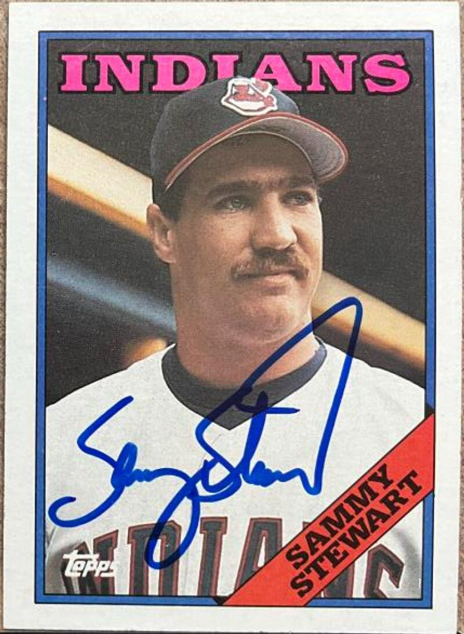 Sammy Stewart Signed 1988 Topps Baseball Card - Cleveland Indians