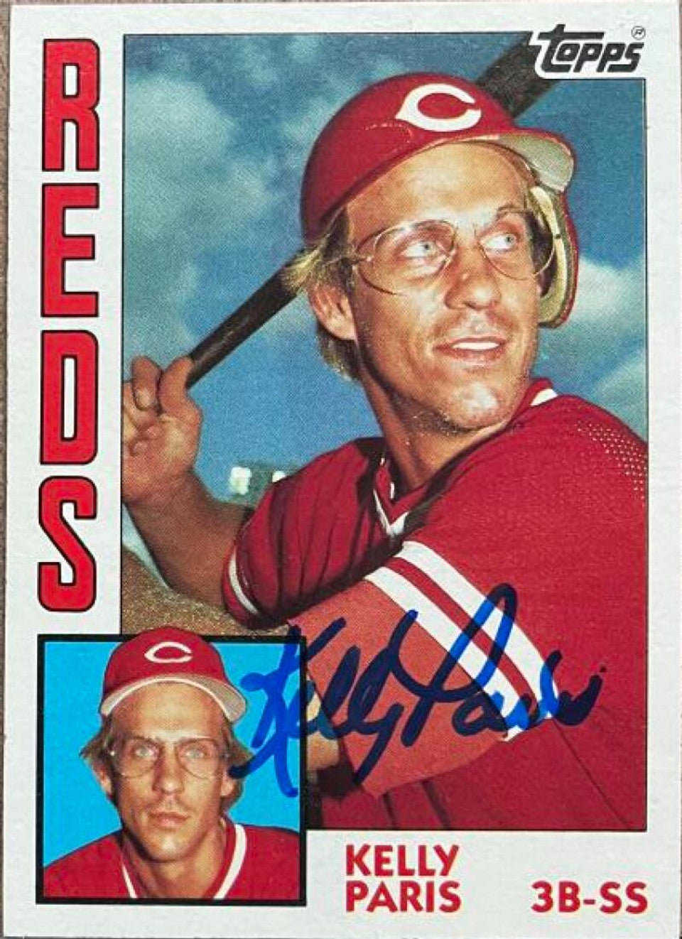 ケリー・パリス サイン入り 1984 Topps ベースボールカード - シンシナティ・レッズ