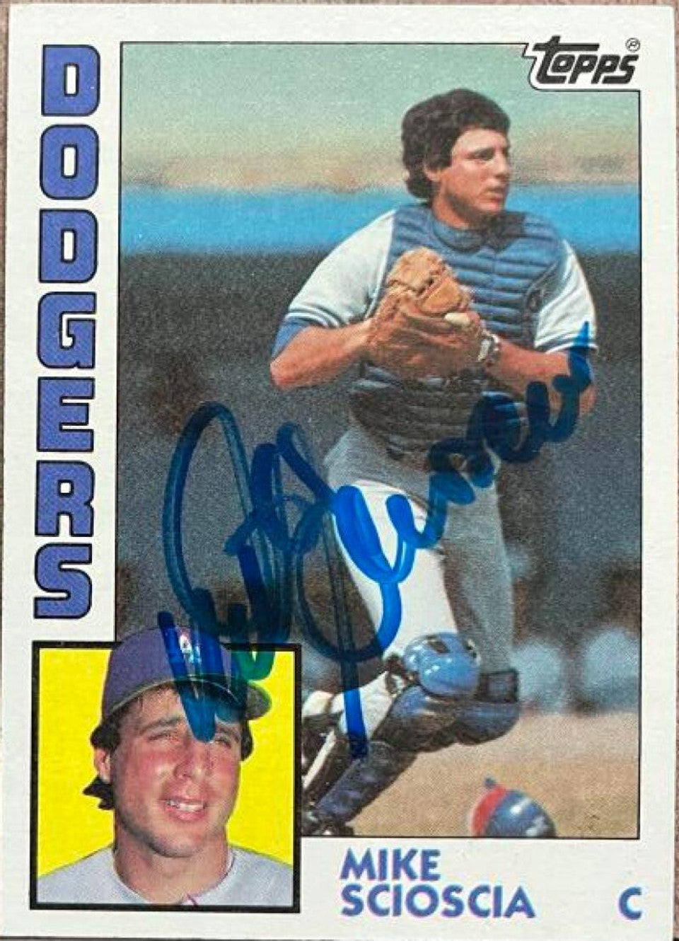 マイク・ソーシア直筆サイン入り 1984 Topps ベースボールカード - ロサンゼルス・ドジャース