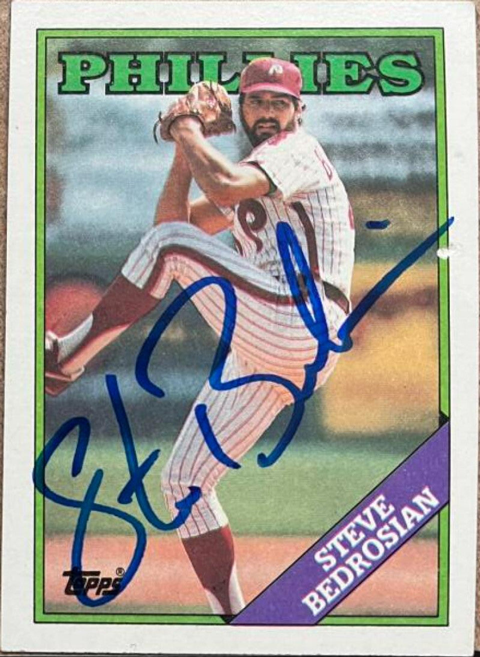 Steve Bedrosian Signed 1988 Topps Baseball Card - Philadelphia Phillies