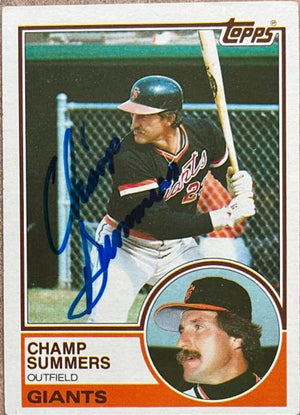 Champ Summers Signed 1983 Topps Baseball Card - San Francisco Giants