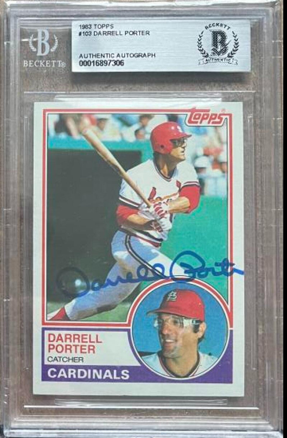 Darrell Porter Signed 1983 Topps Baseball Card - St Louis Cardinals - Beckett Authentication