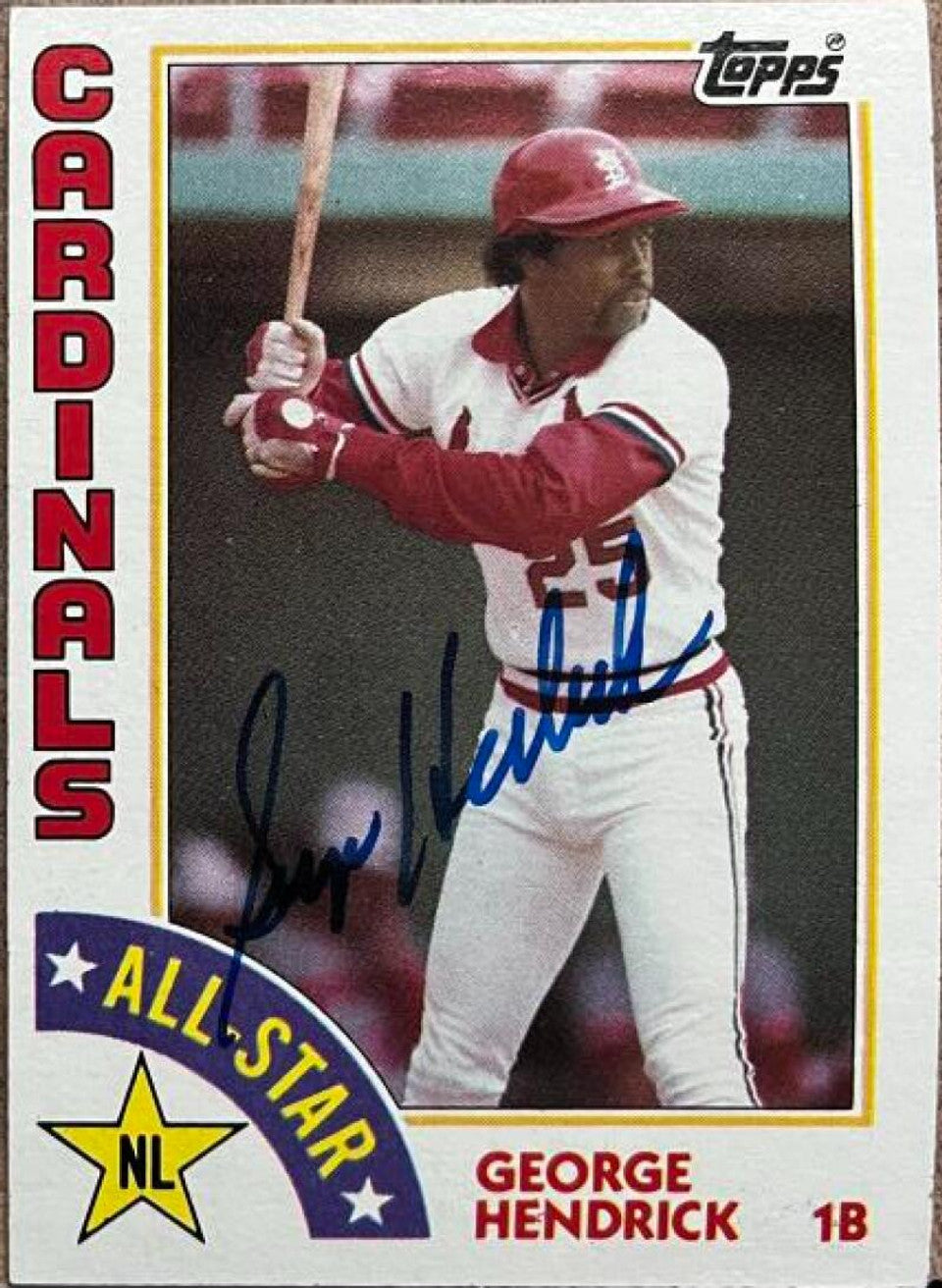 George Hendrick Signed 1984 Topps Baseball Card - St Louis Cardinals