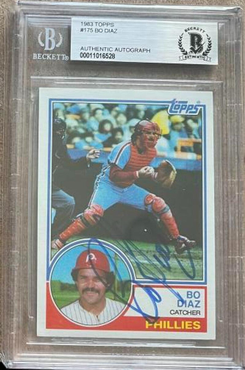 Bo Diaz Signed 1983 Topps Baseball Card - Philadelphia Phillies - Beckett Authentication