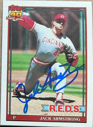 ジャック・アームストロング サイン入り 1991 Topps ベースボールカード - シンシナティ・レッズ
