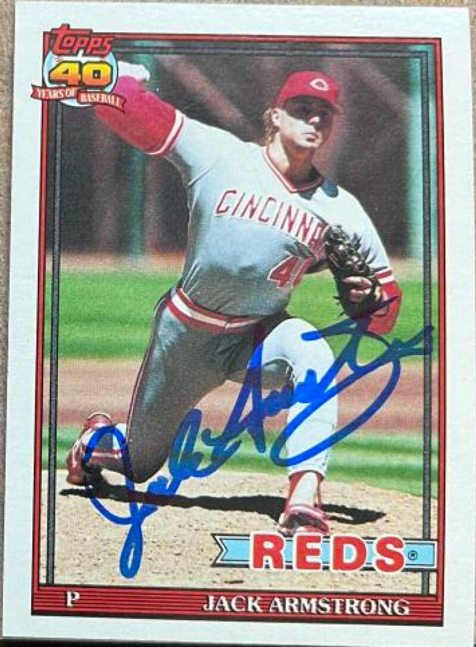 Jack Armstrong Signed 1991 Topps Baseball Card - Cincinnati Reds