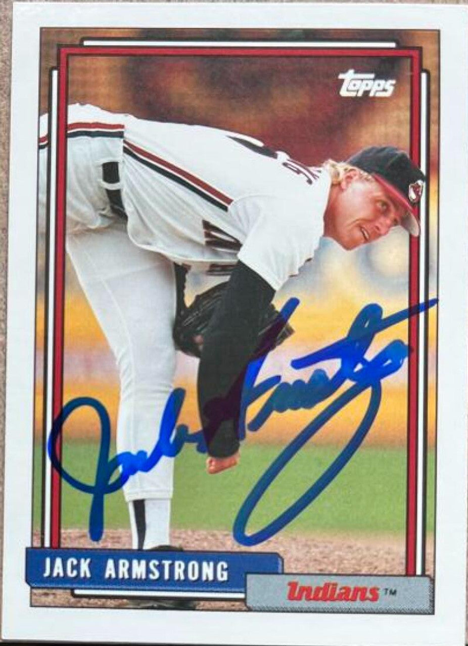 ジャック・アームストロング直筆サイン入り 1992 Topps トレード ベースボール カード - クリーブランド・インディアンス