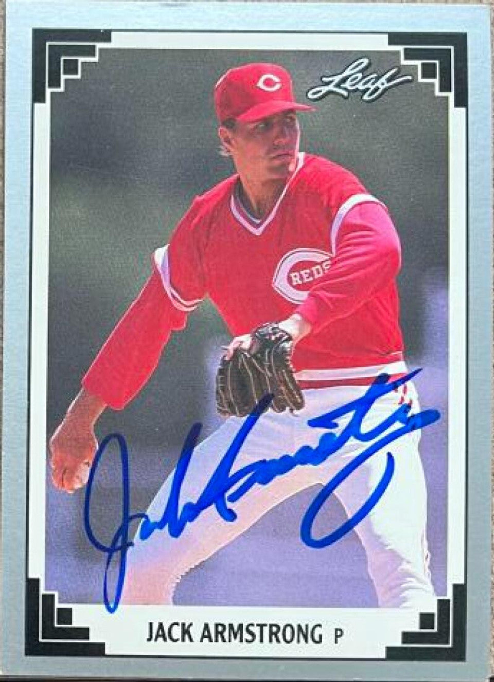 Jack Armstrong Signed 1991 Leaf Baseball Card - Cincinnati Reds