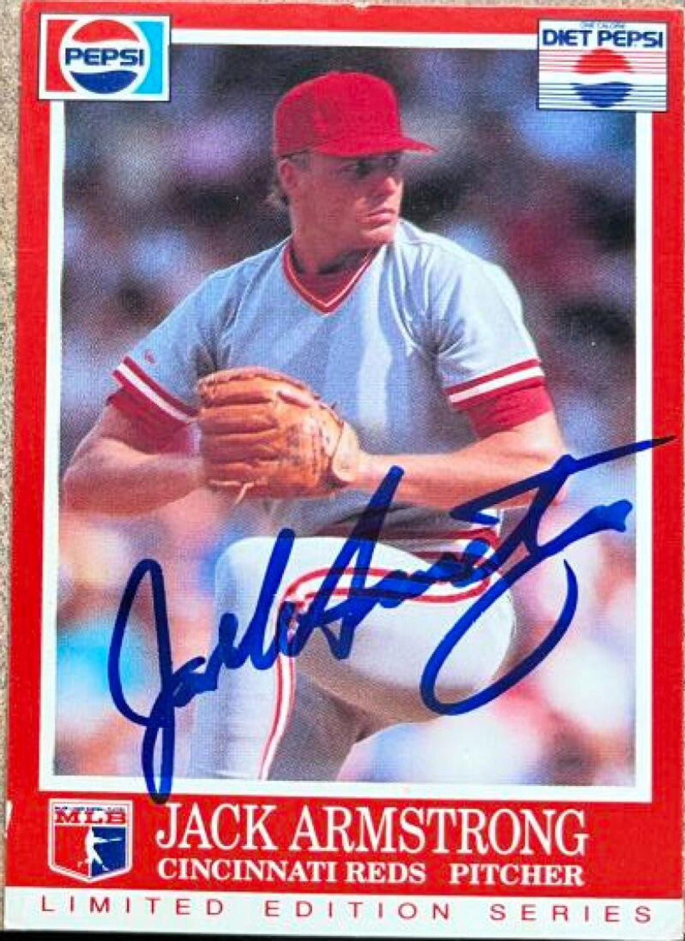 Jack Armstrong Signed 1991 Pepsi Baseball Card - Cincinnati Reds