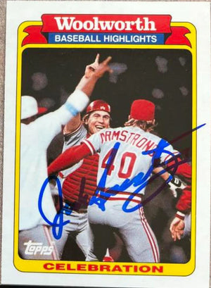 ジャック・アームストロング直筆サイン入り 1991 Topps ウールワース ハイライト ベースボールカード - シンシナティ・レッズ