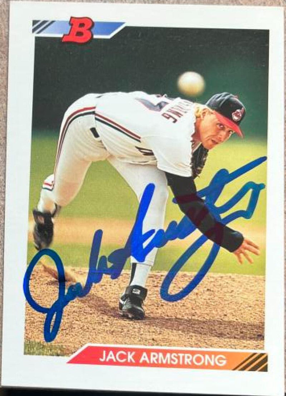 Jack Armstrong Signed 1992 Bowman Baseball Card - Cleveland Indians