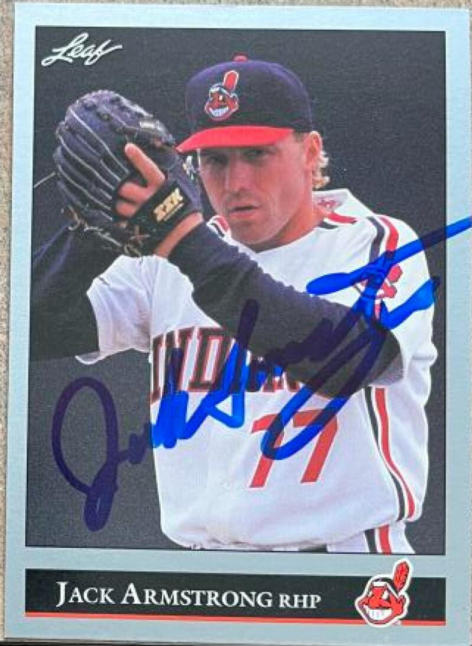 Jack Armstrong Signed 1992 Leaf Baseball Card - Cleveland Indians