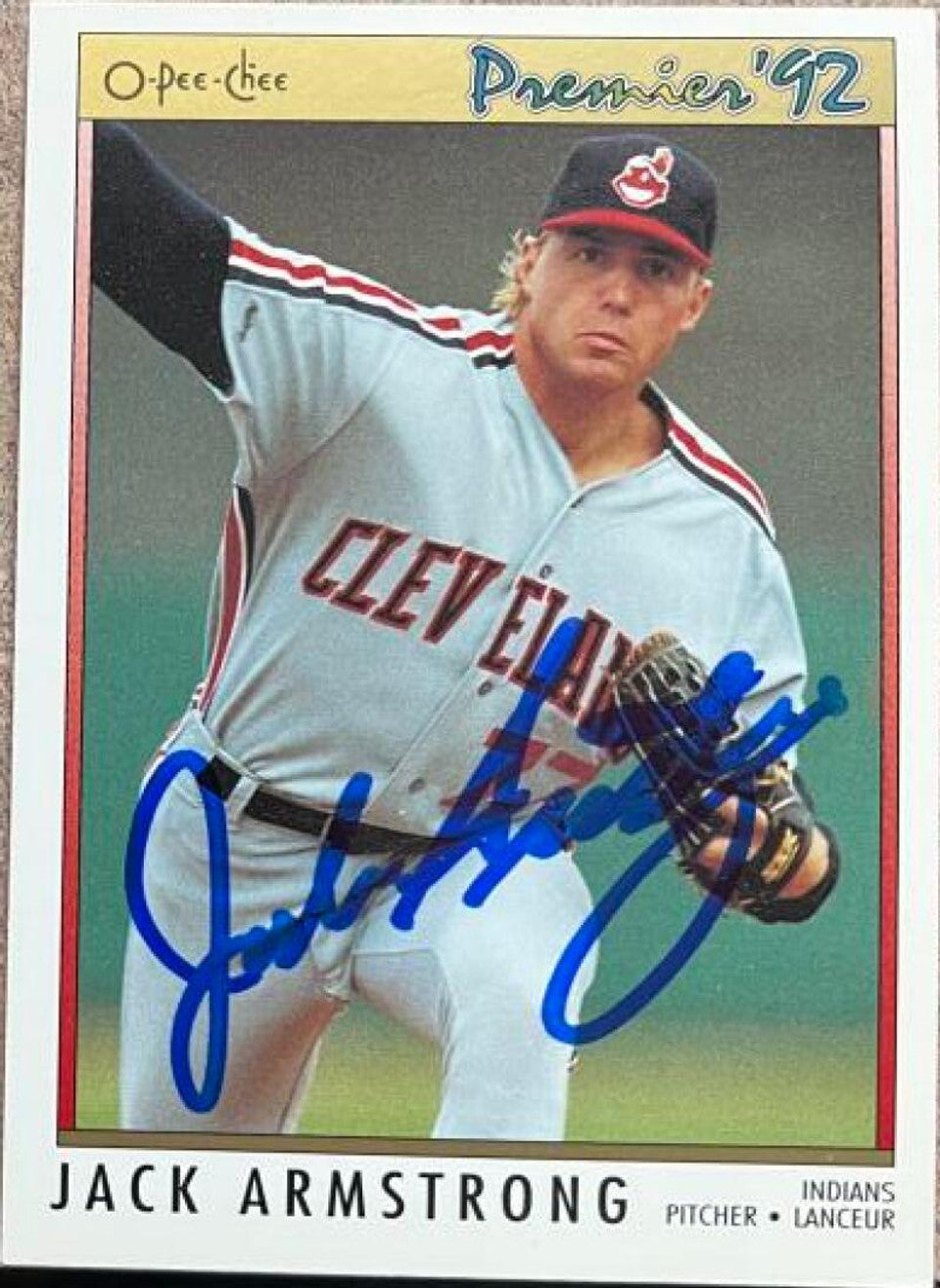 Jack Armstrong Signed 1992 O-Pee-Chee Premier Baseball Card - Cleveland Indians