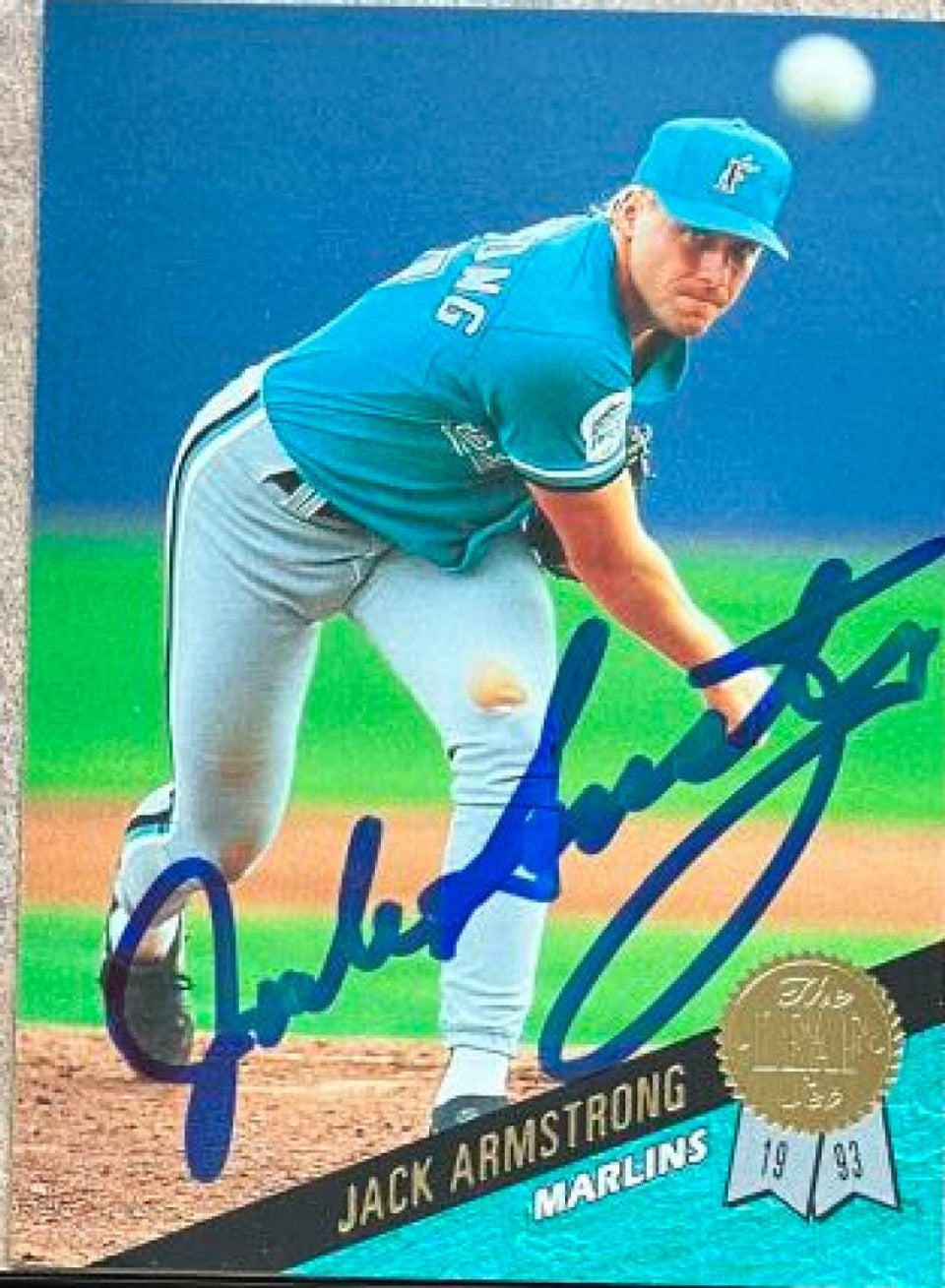 Jack Armstrong Signed 1993 Leaf Baseball Card - Florida Marlins