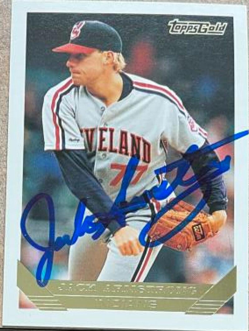 ジャック・アームストロング直筆サイン入り 1993 Topps ゴールド ベースボール カード - クリーブランド・インディアンス