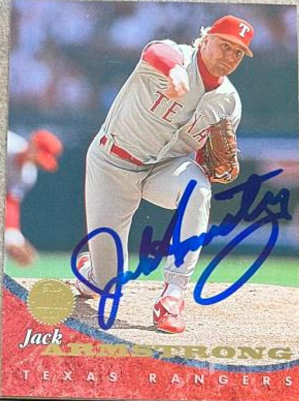 Jack Armstrong Signed 1994 Leaf Baseball Card - Texas Rangers