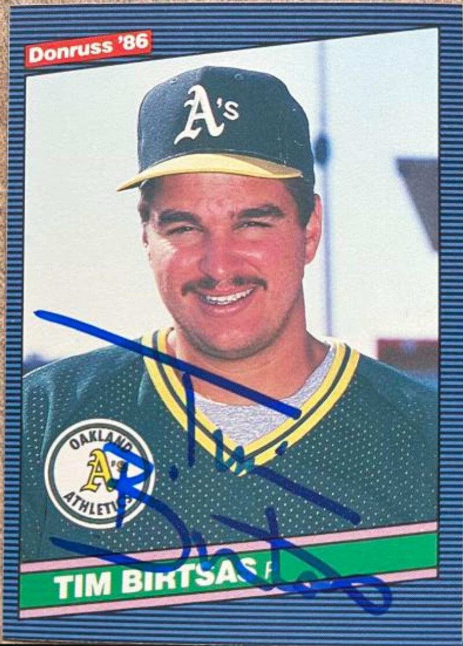 Tim Birtsas Signed 1986 Donruss Baseball Card - Oakland A's