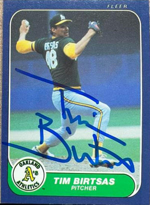 Tim Birtsas Signed 1986 Fleer Baseball Card - Oakland A's