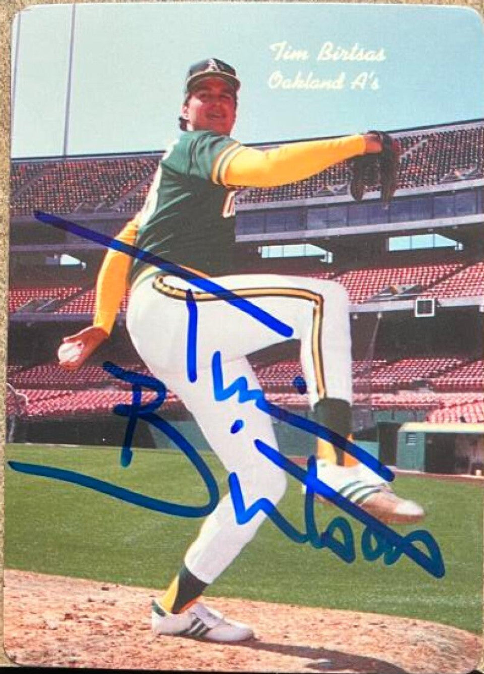 Tim Birtsas Signed 1986 Mother's Cookies Baseball Card - Oakland A's