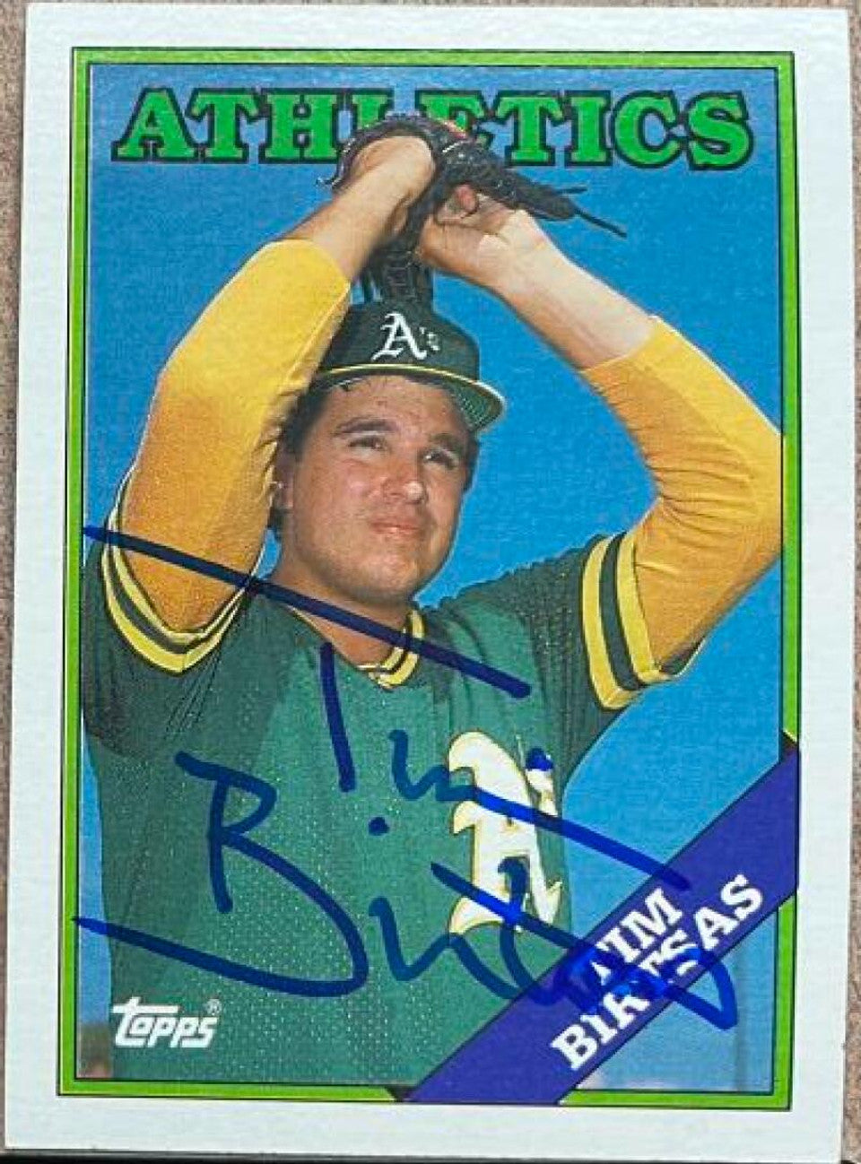 ティム・バーツァス サイン入り 1988 Topps ベースボールカード - オークランド・アスレチックス