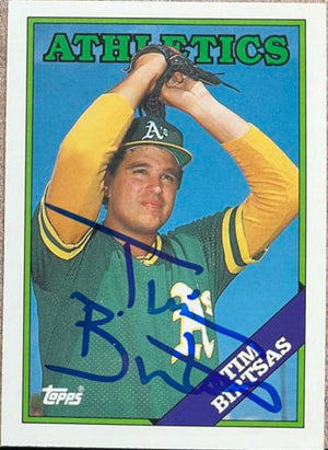 Tim Birtsas Signed 1988 Topps Tiffany Baseball Card - Oakland A's