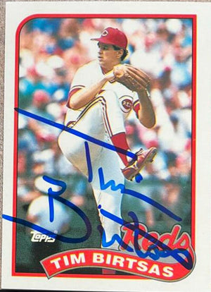 Tim Birtsas Signed 1989 Topps Tiffany Baseball Card - Cincinnati Reds