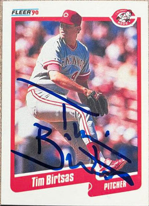 Tim Birtsas Signed 1990 Fleer Baseball Card - Cincinnati Reds