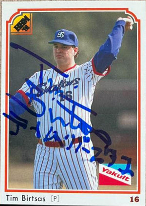 Tim Birtsas Signed 1991 BBM Baseball Card - Yakult Swallows