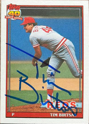 Tim Birtsas Signed 1991 Topps Baseball Card - Cincinnati Reds