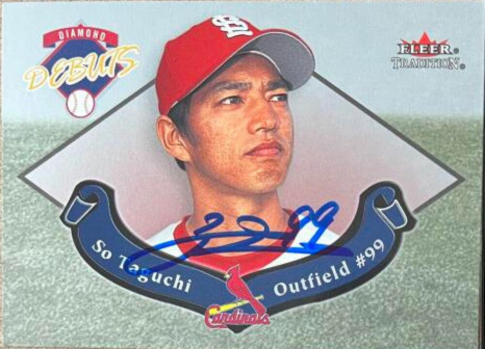 So Taguchi Signed 2002 Fleer Tradition Update Diamond Debuts Baseball Card - St Louis Cardinals