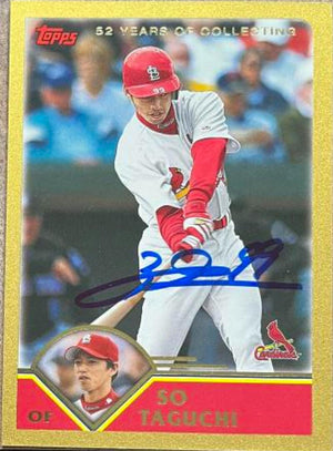 So Taguchi Signed 2003 Topps Gold Baseball Card - St Louis Cardinals