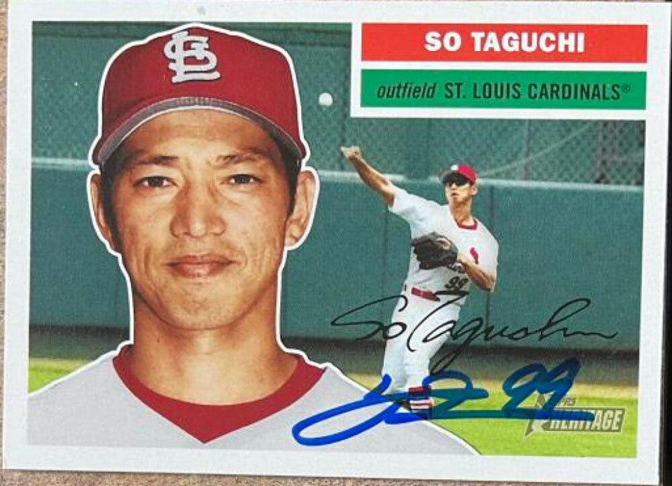 So Taguchi Signed 2005 Topps Heritage Baseball Card - St Louis Cardinals