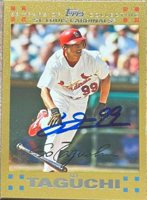 So Taguchi Signed 2007 Topps Gold Baseball Card - St Louis Cardinals