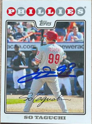 So Taguchi Signed 2008 Topps Updates & Highlights Baseball Card - Philadelphia Phillies